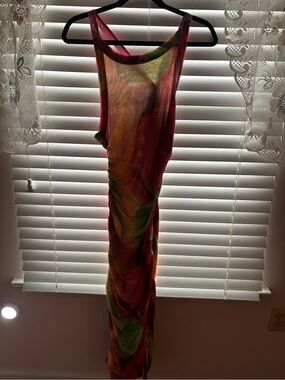 Colorful Tie-Dye Sheer Maxi Dress
